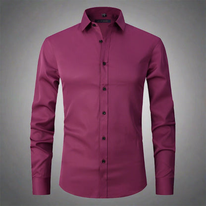 Men's Wrinkle-Free Shirt Stand Collar Formal Casual Smart Wear