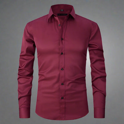 Men's Wrinkle-Free Shirt Stand Collar Formal Casual Smart Wear