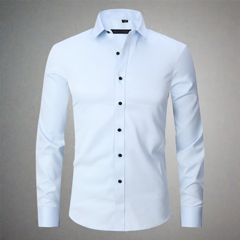 Men's Wrinkle-Free Shirt Stand Collar Formal Casual Smart Wear