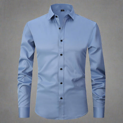 Men's Wrinkle-Free Shirt Stand Collar Formal Casual Smart Wear