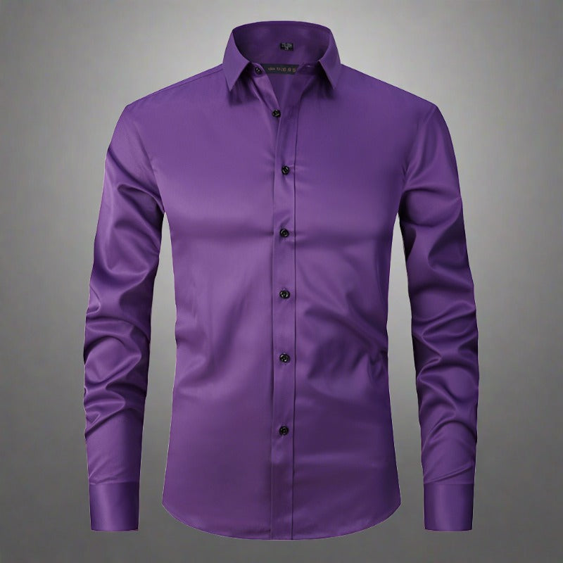 Men's Wrinkle-Free Shirt Stand Collar Formal Casual Smart Wear