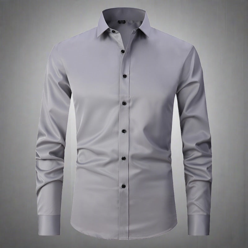 Men's Wrinkle-Free Shirt Stand Collar Formal Casual Smart Wear