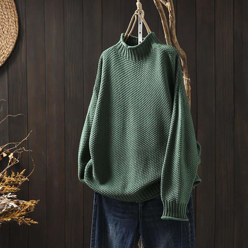 Women's Relaxed Fit Waffle Sweater Wool Cotton Blend Warm Knit Top Casual Winter Jumper Cosy Everyday Pullover Multicolour S-XXL