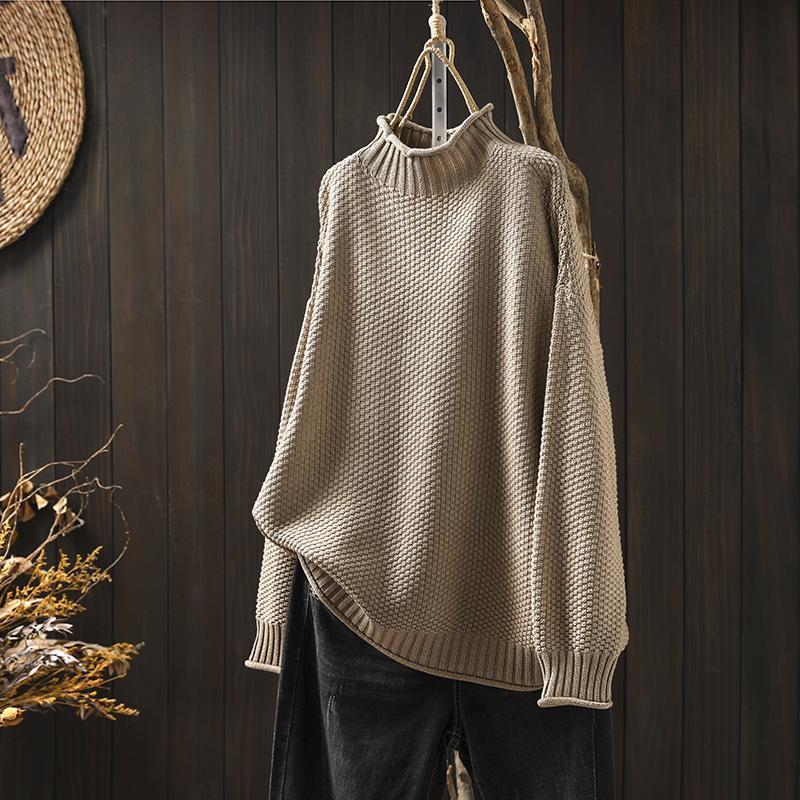 Women's Relaxed Fit Waffle Sweater Wool Cotton Blend Warm Knit Top Casual Winter Jumper Cosy Everyday Pullover Multicolour S-XXL