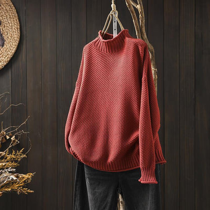 Women's Relaxed Fit Waffle Sweater Wool Cotton Blend Warm Knit Top Casual Winter Jumper Cosy Everyday Pullover Multicolour S-XXL
