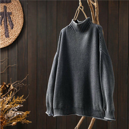 Women's Relaxed Fit Waffle Sweater Wool Cotton Blend Warm Knit Top Casual Winter Jumper Cosy Everyday Pullover Multicolour S-XXL