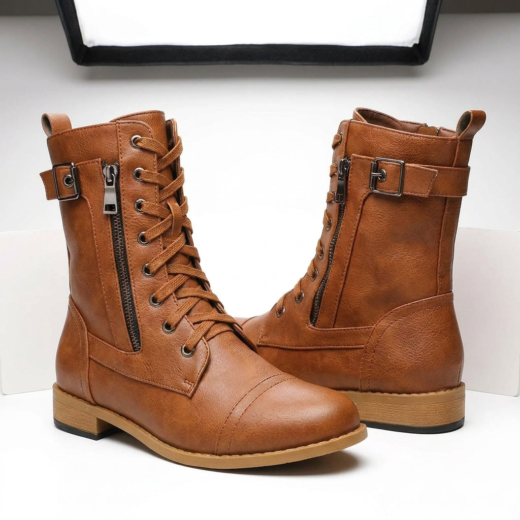 Leather Ankle Boots Glossy Finish Women's Elegant Formal Casual Dress Shoes