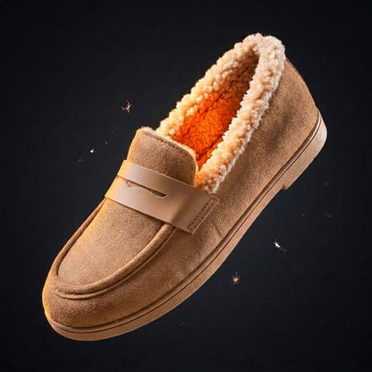 Fleece Loafers Women Cosy Slip On Shoes Warm Indoor Casual Cream