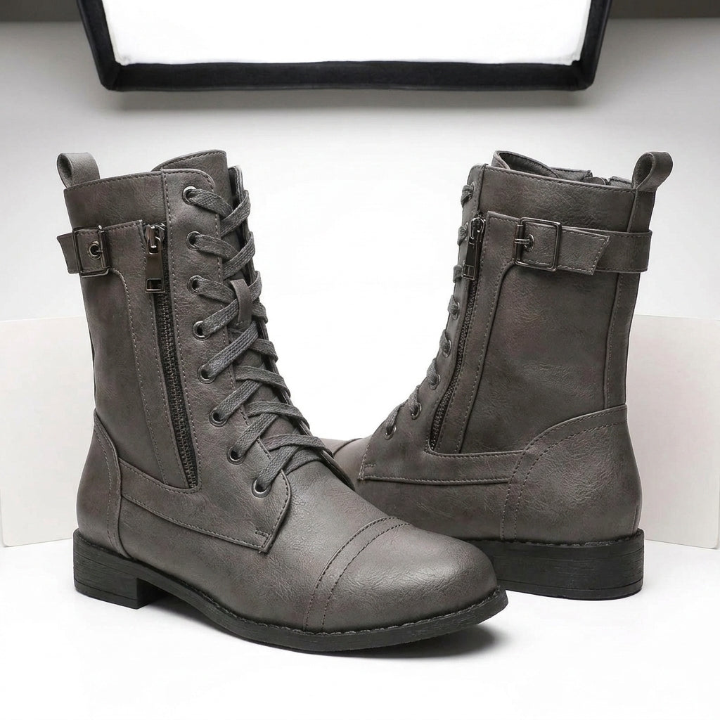 Leather Ankle Boots Glossy Finish Women's Elegant Formal Casual Dress Shoes