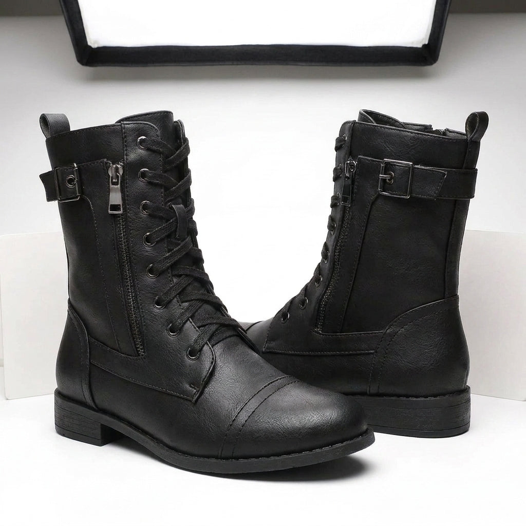 Leather Ankle Boots Glossy Finish Women's Elegant Formal Casual Dress Shoes