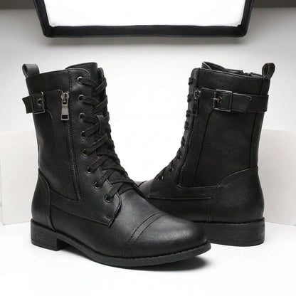 Leather Ankle Boots Glossy Finish Women's Elegant Formal Casual Dress Shoes