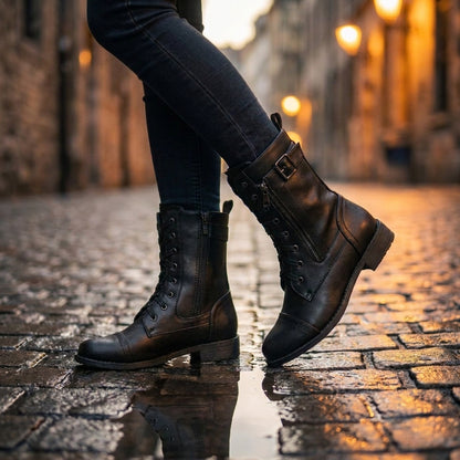 Leather Ankle Boots Glossy Finish Women's Elegant Formal Casual Dress Shoes