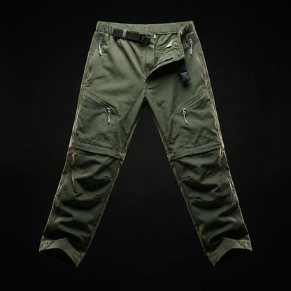 Men's Convertible Zip-Off Hiking Pants Elastic Waistband Multi-Pocket