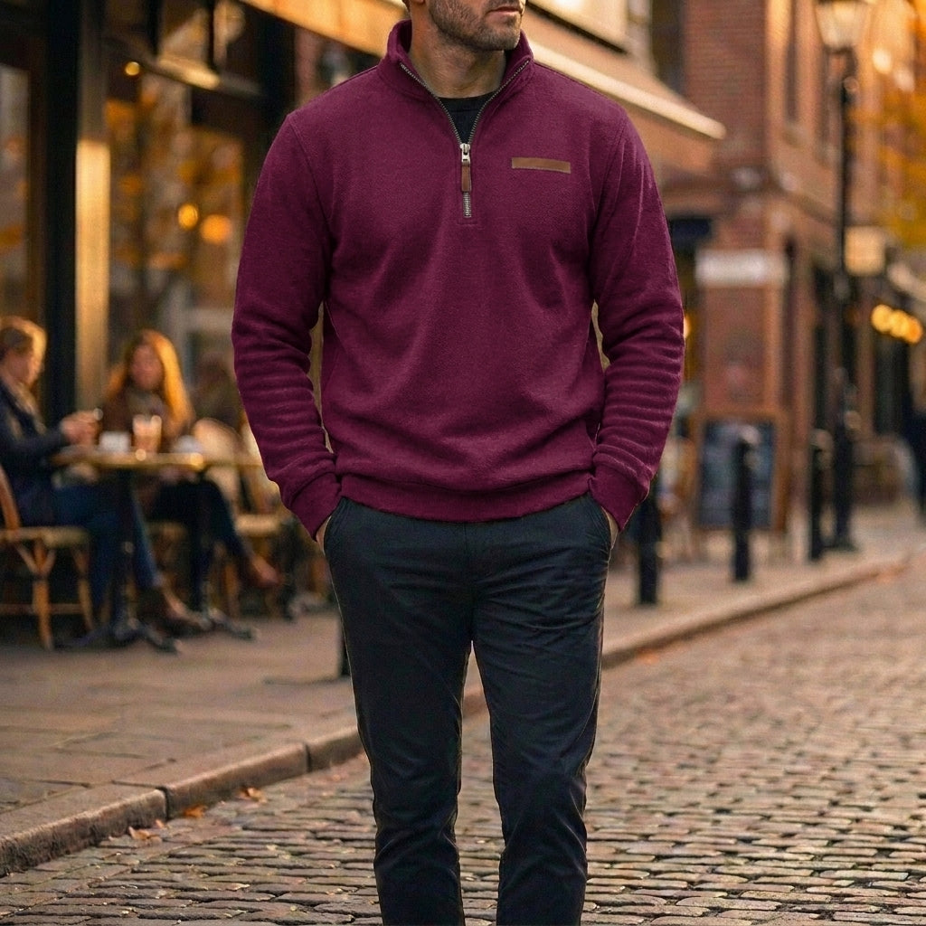 Men's Fleece Quarter-Zip Sweatshirt Casual Pullover Comfortable Everyday