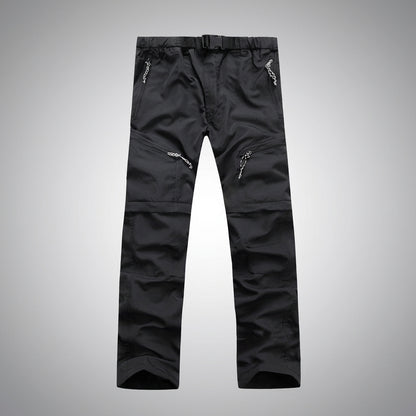 Men's Convertible Zip-Off Hiking Pants Elastic Waistband Multi-Pocket