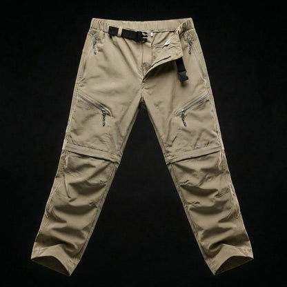 Men's Convertible Zip-Off Hiking Pants Elastic Waistband Multi-Pocket