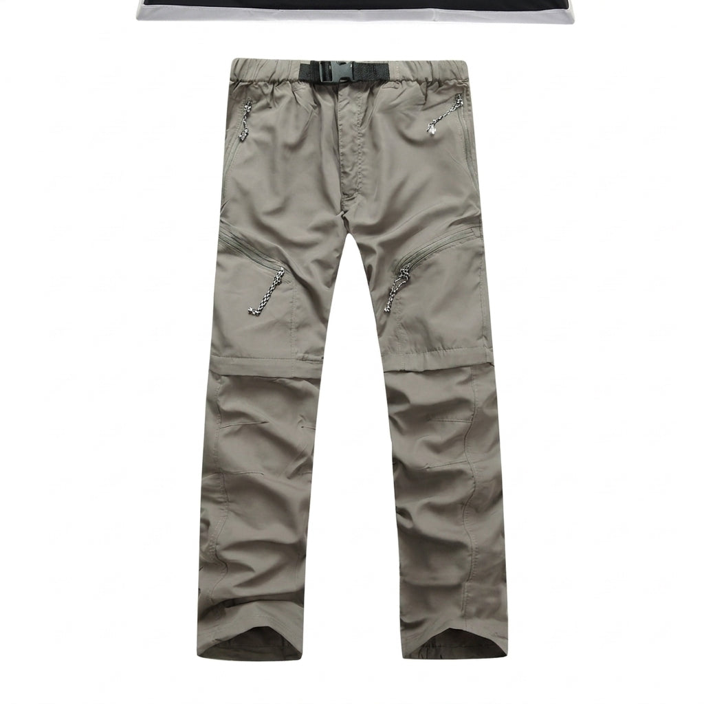 Men's Convertible Zip-Off Hiking Pants Elastic Waistband Multi-Pocket