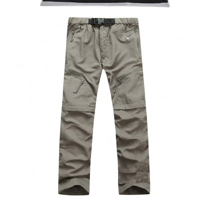 Men's Convertible Zip-Off Hiking Pants Elastic Waistband Multi-Pocket