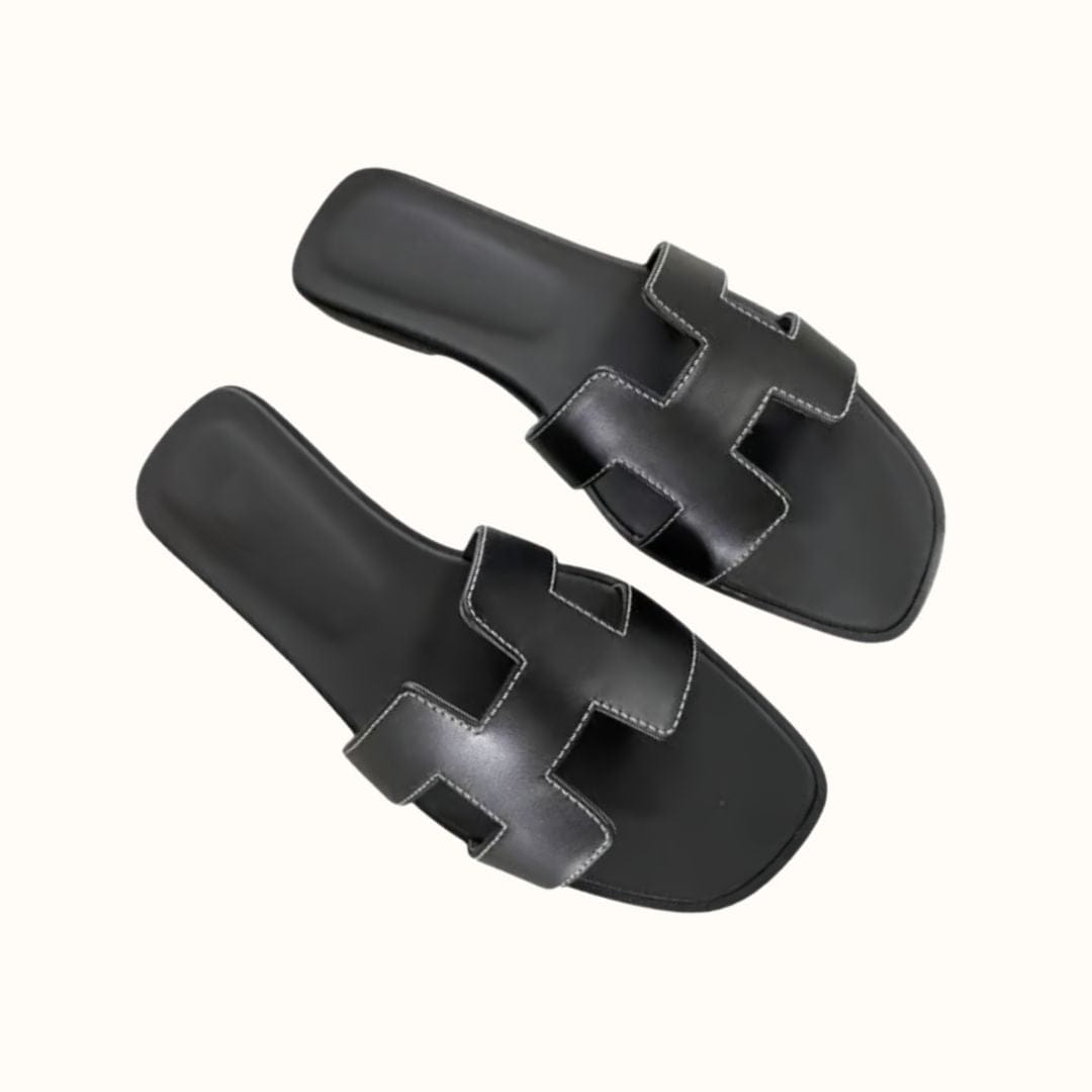 Women's H-Profile Sandals Comfortable Leather Slides Elegant Trendy Footwear