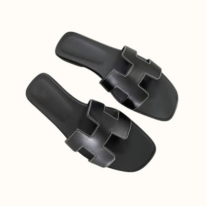 Women's H-Profile Sandals Comfortable Leather Slides Elegant Trendy Footwear