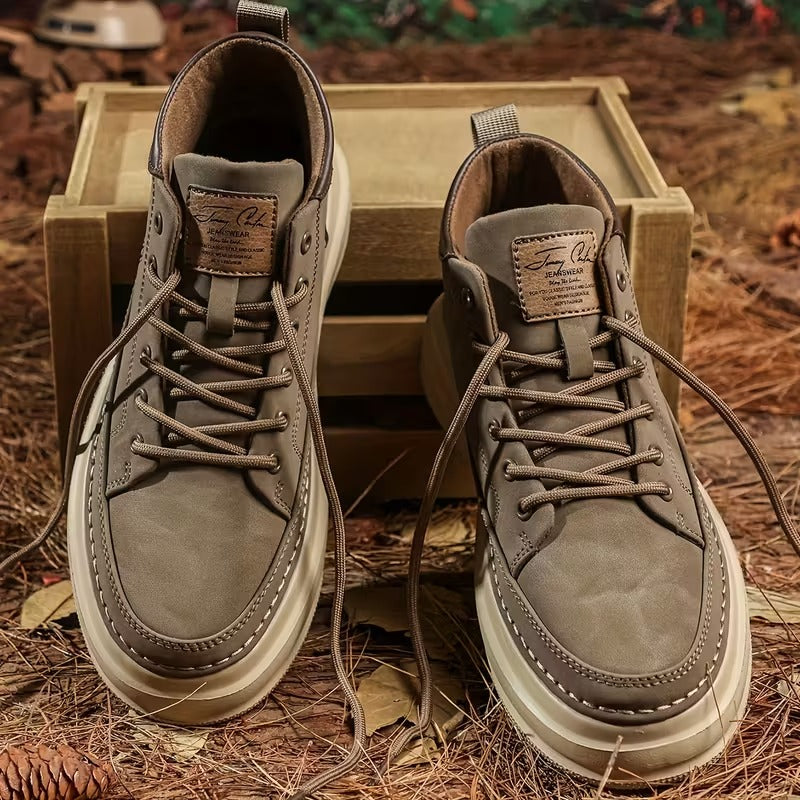 Leather Boots Durable Brown Sturdy Work Casual Daily Wear