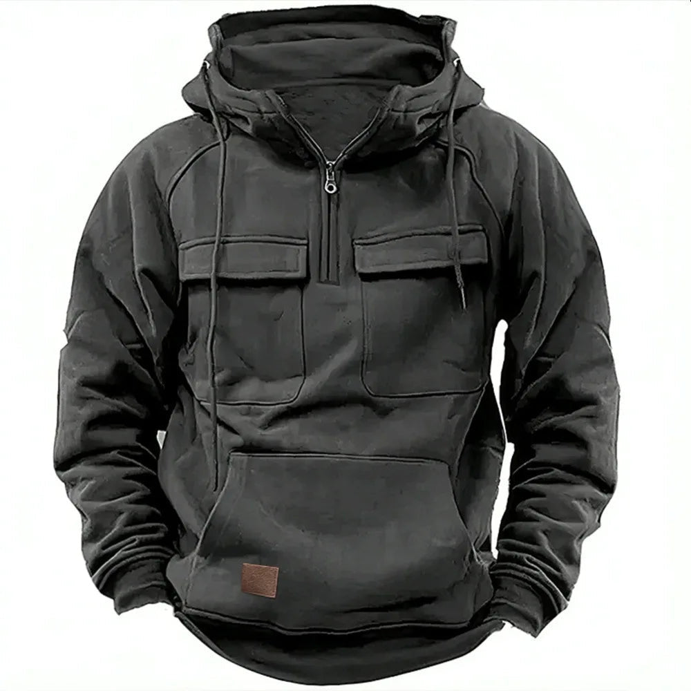 Hoodie Men's Multifunctional Winter Fleece Colour Block Urban Outdoor Casual Pullover