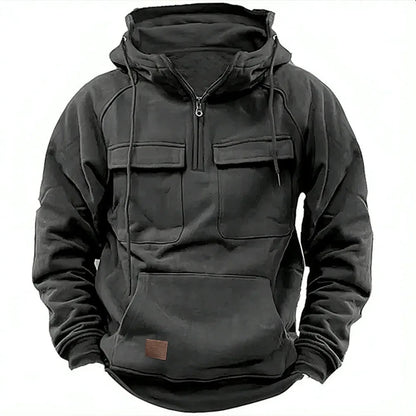 Hoodie Men's Multifunctional Winter Fleece Colour Block Urban Outdoor Casual Pullover