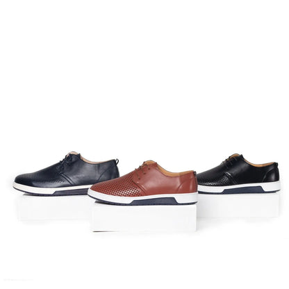 Men's Casual Lace Up Shoes Perforated Upper Flat Sole Everyday