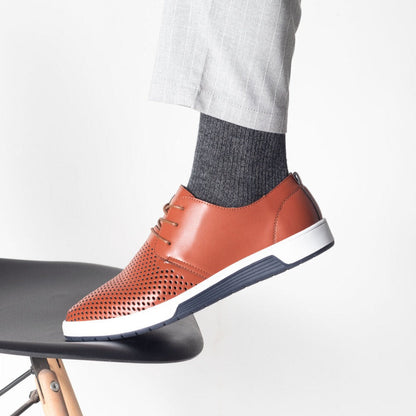 Men's Casual Lace Up Shoes Perforated Upper Flat Sole Everyday