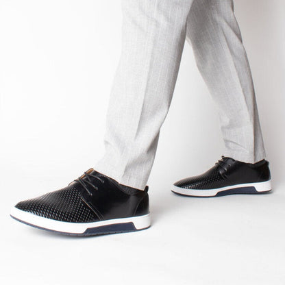 Men's Casual Lace Up Shoes Perforated Upper Flat Sole Everyday