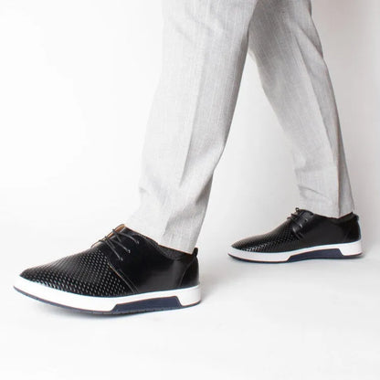 Men's Casual Lace Up Shoes Perforated Upper Flat Sole Everyday