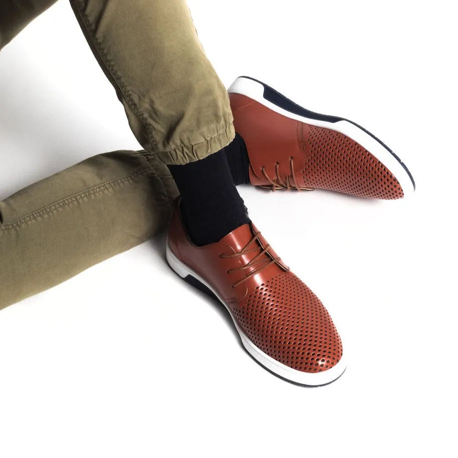 Men's Casual Lace Up Shoes Perforated Upper Flat Sole Everyday