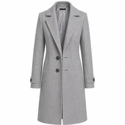 Women's Long Trench Coat with Buttons Tailored Overcoat Casual Formal