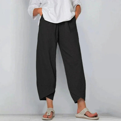 Tarni women's linen trousers in Black