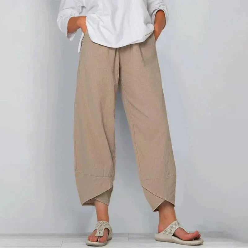 Tarni women's linen trousers in Khaki