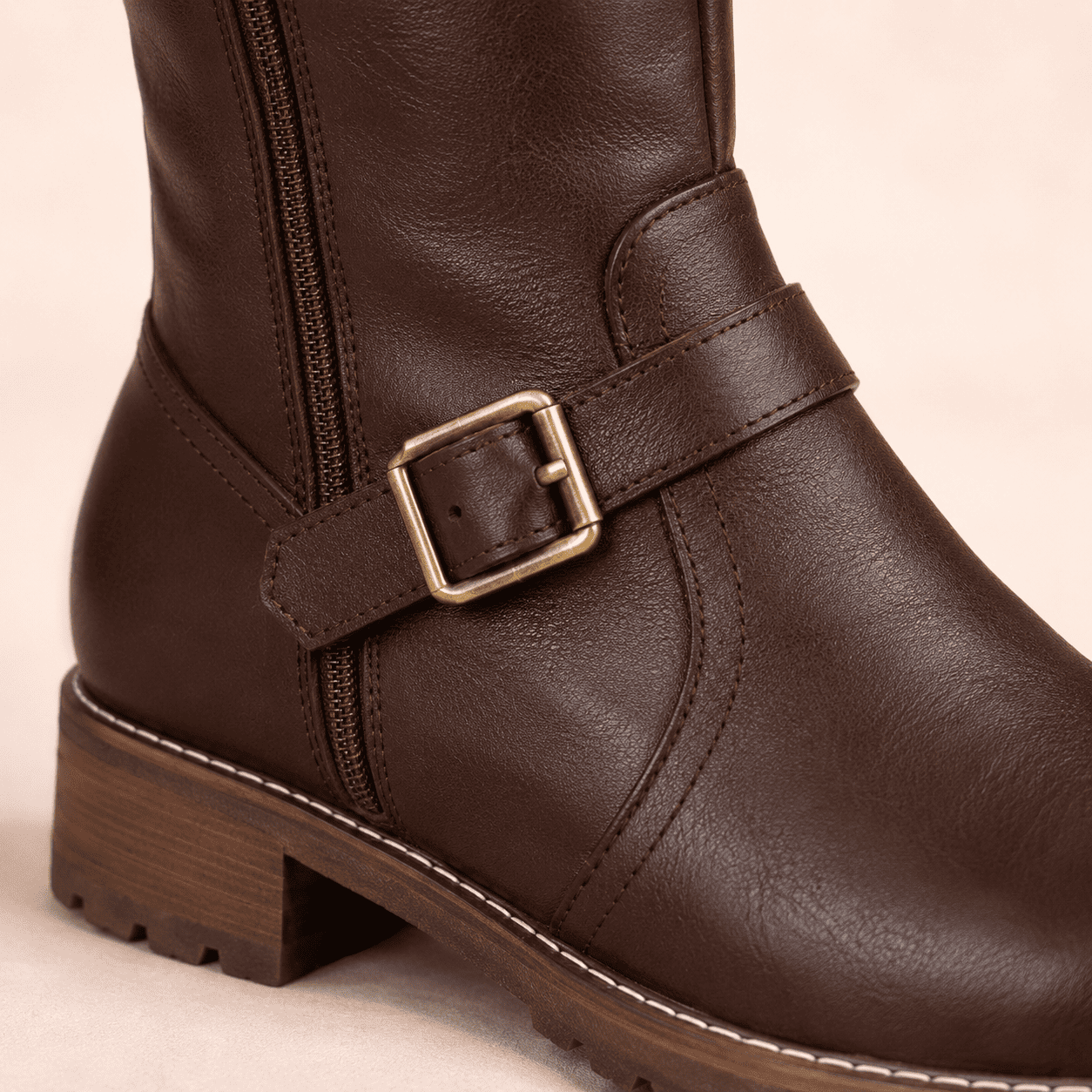 Women's Leather Boots Elegant Comfortable Zipper Non-Slip Sole