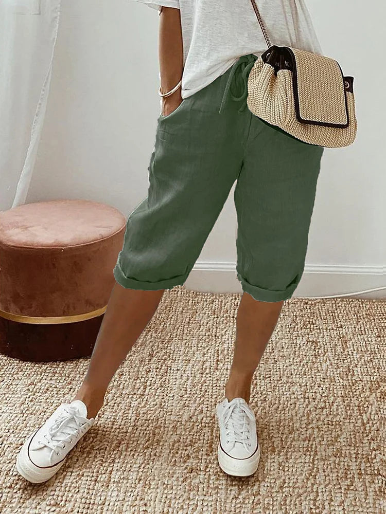 Lena Women's Linen Shorts – Relaxed Fit, Breathable Cotton Blend-3