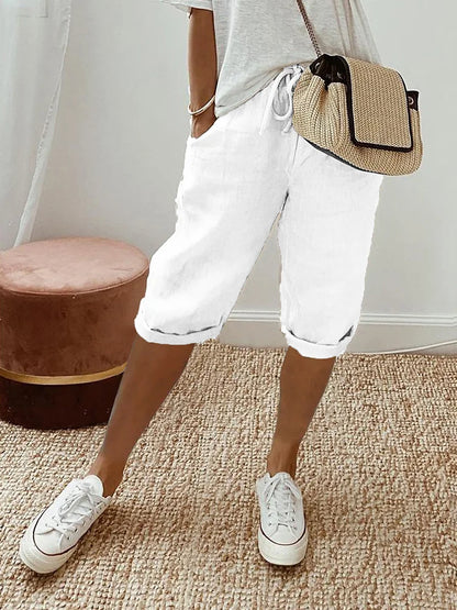 Lena Women's Linen Shorts – Relaxed Fit, Breathable Cotton Blend-5