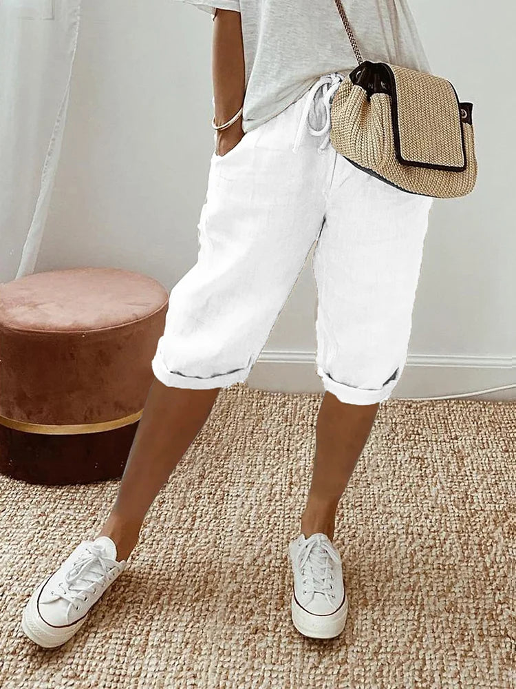 Lena Women's Linen Shorts – Relaxed Fit, Breathable Cotton Blend-5