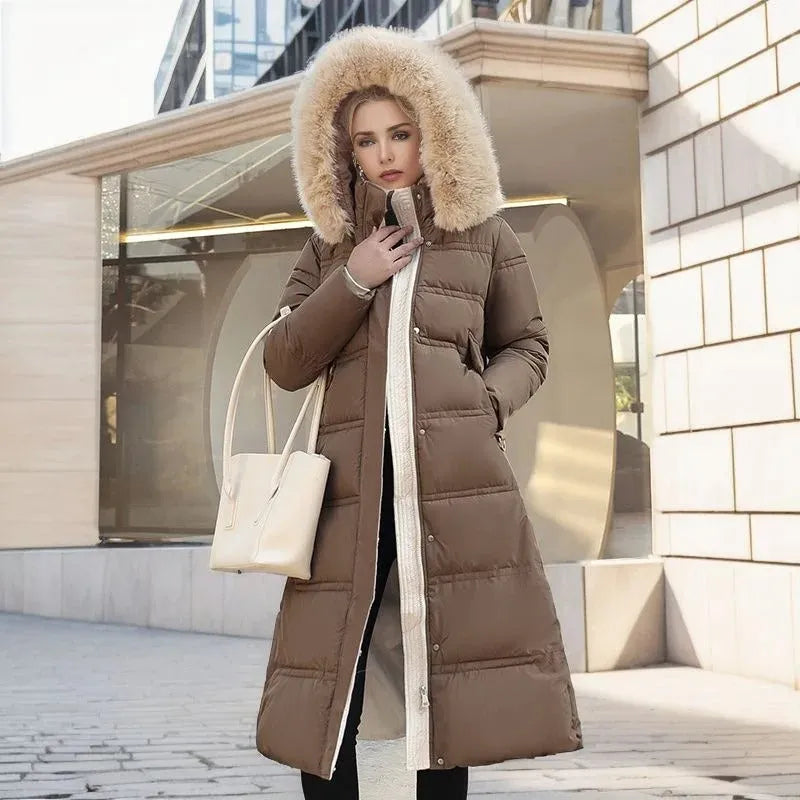 Women's Long Winter Parka – Fur-Hood Water-Resistant Padded Coat