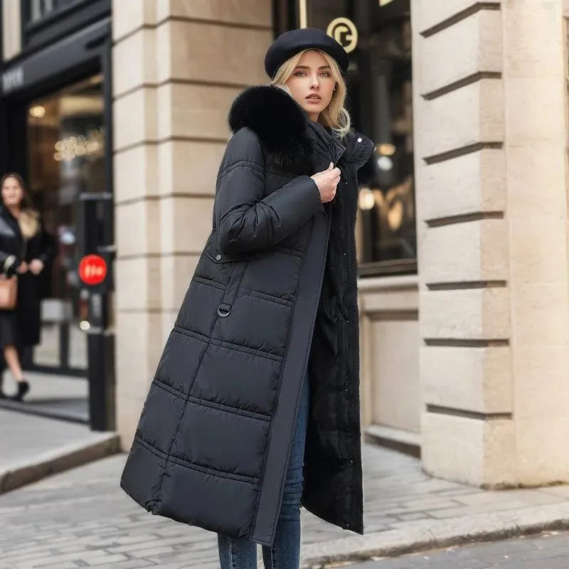 Women's Long Winter Parka – Fur-Hood Water-Resistant Padded Coat