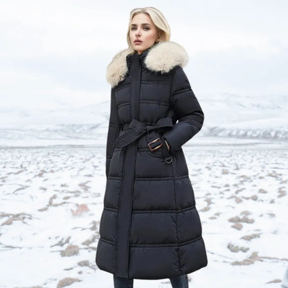 Women's Long Winter Parka – Fur-Hood Water-Resistant Padded Coat