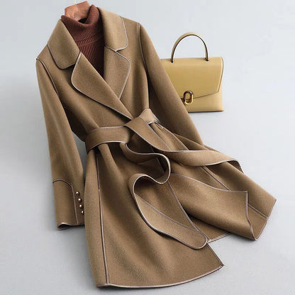 Women's Longline Trench Coat Belted Wrap Tailored Smart Casual Formal