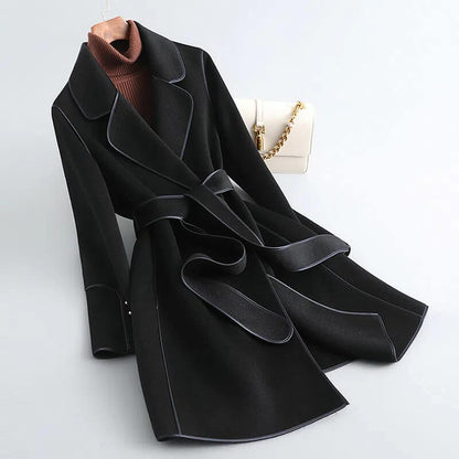 Women's Longline Trench Coat Belted Wrap Tailored Smart Casual Formal