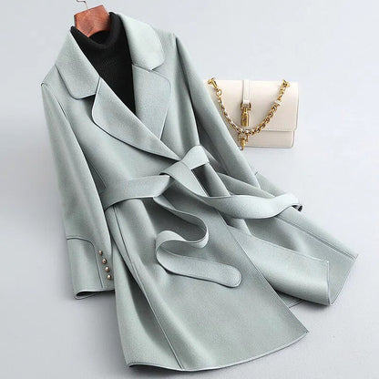 Women's Longline Trench Coat Belted Wrap Tailored Smart Casual Formal
