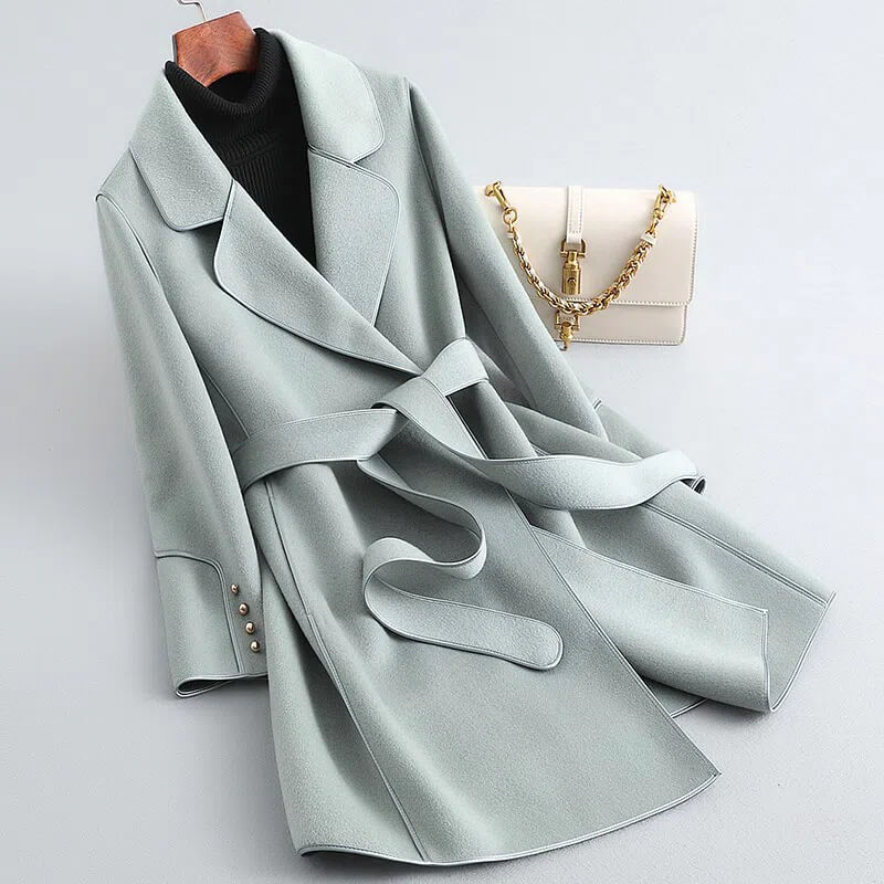 Women's Longline Trench Coat Belted Wrap Tailored Smart Casual Formal