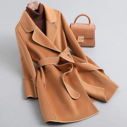 Women's Longline Trench Coat Belted Wrap Tailored Smart Casual Formal