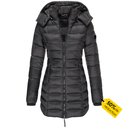 Women's Winter Down Coat Hooded Zip Polyester Warm Puffer Jacket Navy Black Khaki Beige Red Grey Yellow Ladies Padded Coat Casual Autumn Cold Weather Outdoor