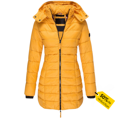 Women's Winter Down Coat Hooded Zip Polyester Warm Puffer Jacket Navy Black Khaki Beige Red Grey Yellow Ladies Padded Coat Casual Autumn Cold Weather Outdoor
