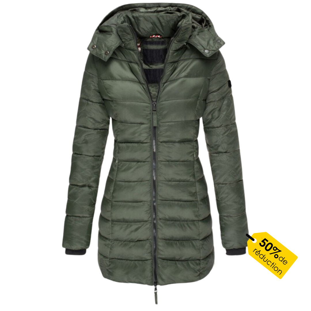 Women's Winter Down Coat Hooded Zip Polyester Warm Puffer Jacket Navy Black Khaki Beige Red Grey Yellow Ladies Padded Coat Casual Autumn Cold Weather Outdoor